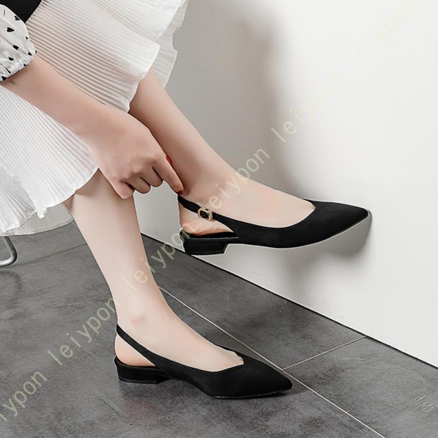 ぺたんこサンダル ローヒール レディース 大きいサイズ ミュール フラットシューズ バックストラップ 婦人靴 女性用 ママ パンプス 甲浅 低反発 歩きやすい