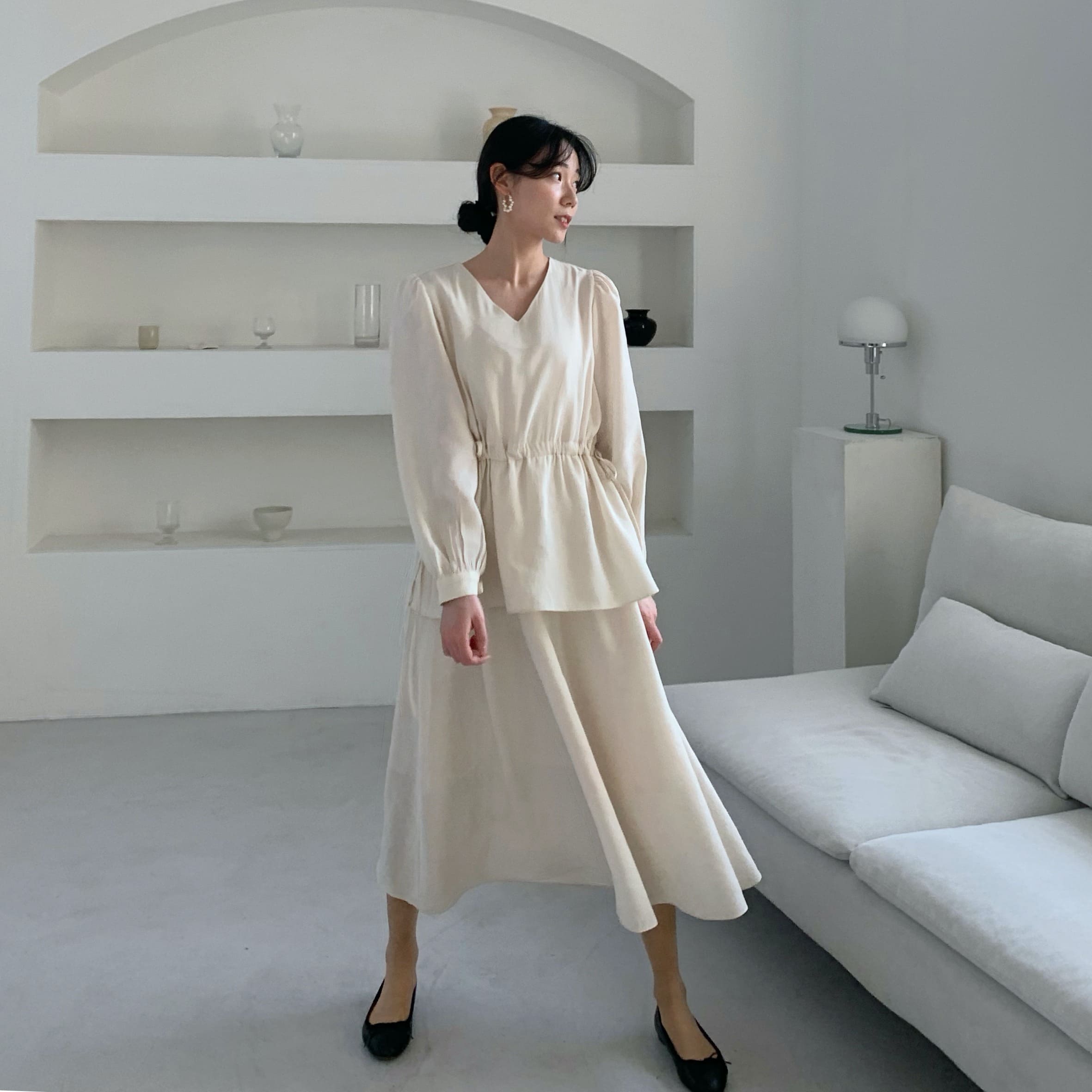 [GLOSET] 韓国制作 / Double frill onepiece / ダブルフリルワンピース/ワンピース/グロセット/２color / Free