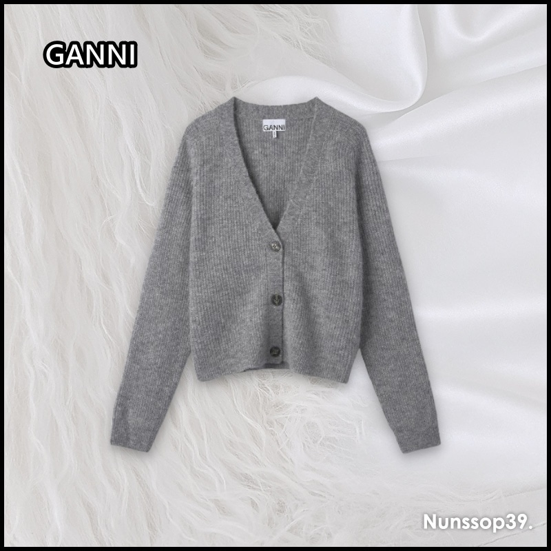 GANNI K1842 921 ブイネック ニット カーディガン