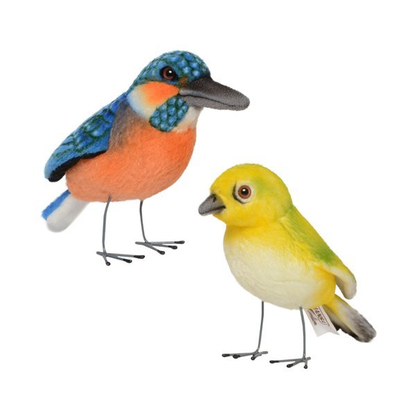 7245/7246 鳥 動物ぬいぐるみ 2種セット-カワセミ トンシジュウカラ