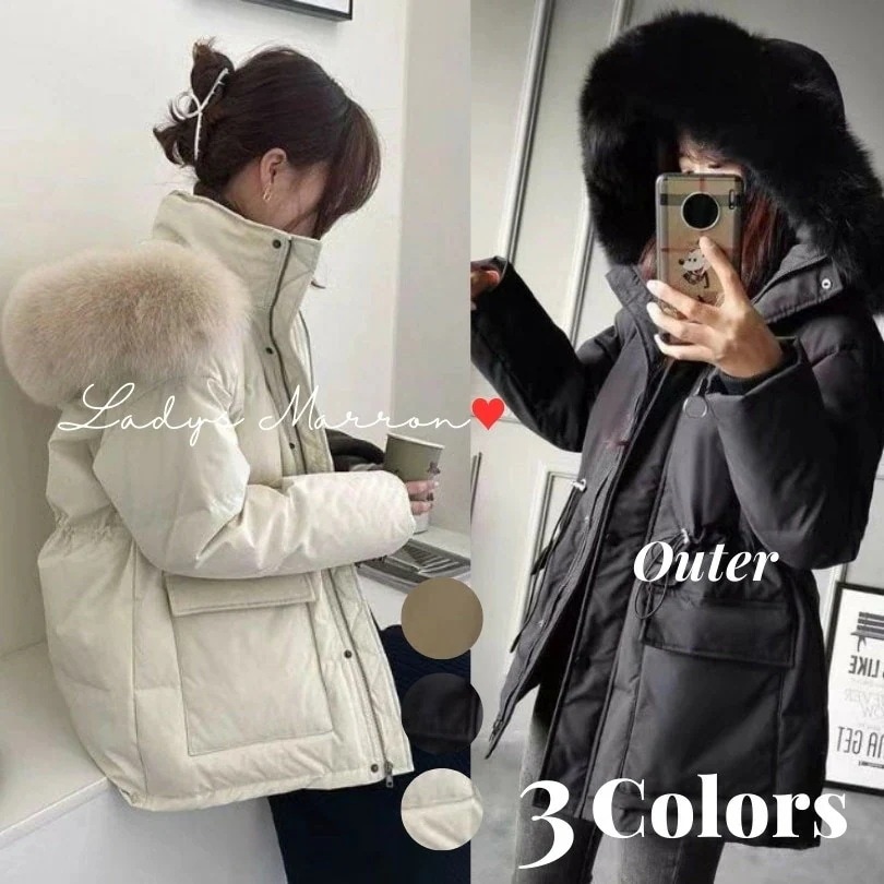 【急速出荷 2025年新作】ショートダウン レディース ダウンコート ダウンジャケット ショート丈ダウン 白ダウン ファーダウン 黒 白 きれいめ ショート ダウン 冬 ファー付きダウンコート アウタ