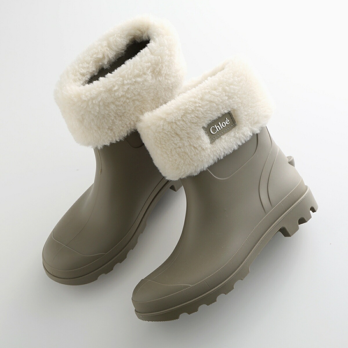 Chloe Kids クロエ キッズ レインブーツ C20697 レディース ガールズ ラバー ショートブーツ ボア ラグソール 軽量 ロゴパッチ シューズ 靴 65E