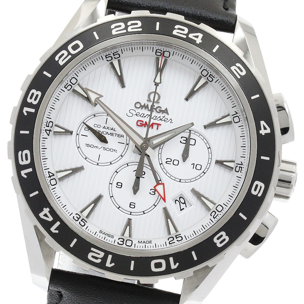 オメガ OMEGA 231.13.44.52.04.001 シーマスター アクアテラ GMT クロノグラフ 自動巻き メンズ 良品 保証書付き_896130【中古】