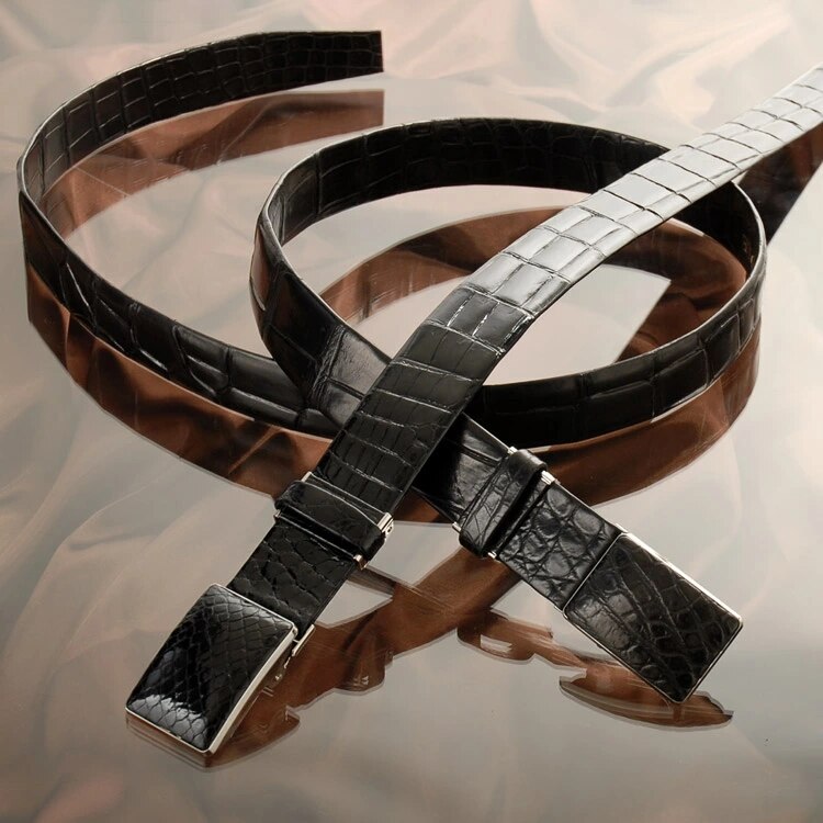 日本製クロコダイルベルト本無双バックルタイプメンズビジネス35mm全長125cm長