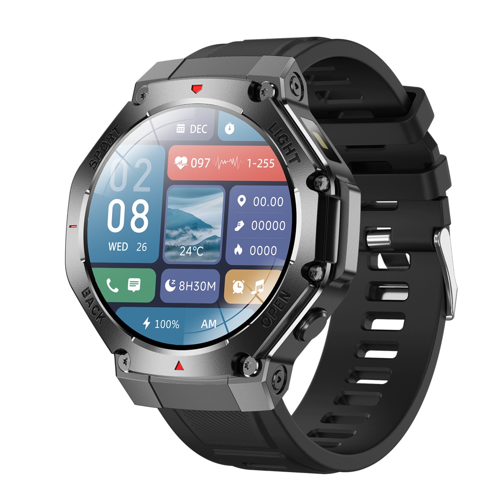 新しいtr3max屋外スマートウォッチ通話懐中電灯コンパスコンパス心拍数血液酸素体温