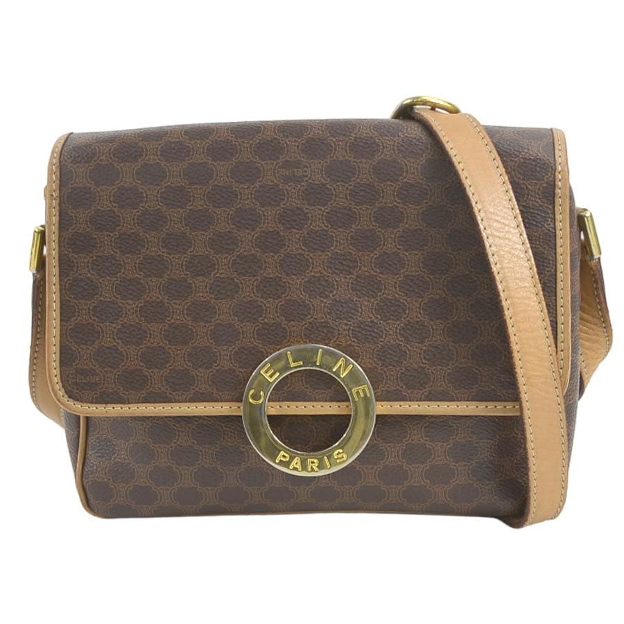 セリーヌ CELINE 斜め掛けショルダーバッグ マカダム PVC/レザー ブラウン レディース e58521k
