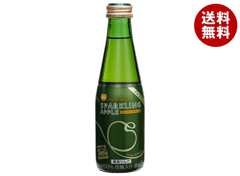 青森県りんごジュース シャイニー スパークリングアップル ドライ 200ml瓶×24本入×(2ケース)