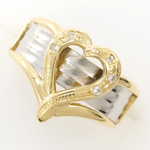 PT850 プラチナ K18YG リング 指輪 9.5号 ダイヤ 0.04 ジュエリー 中古