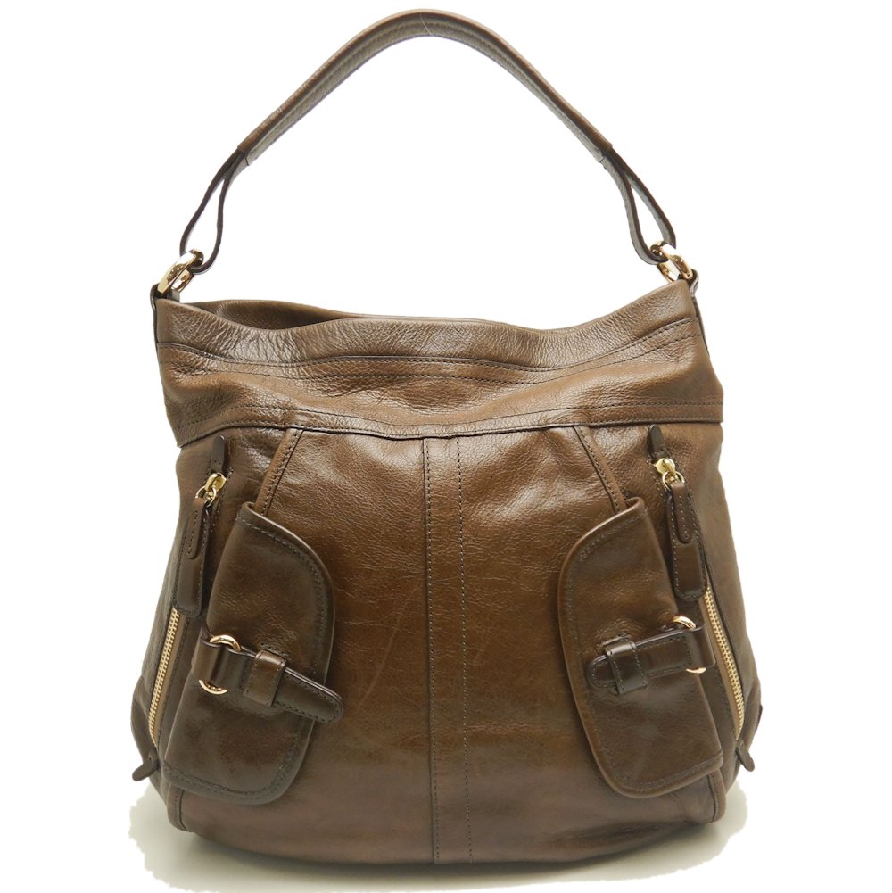 セミショルダー ショルダーバッグ レザー ダークブラウン/252904【中古】