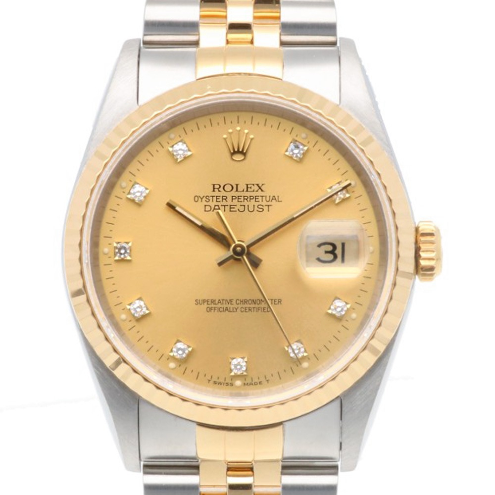 ロレックス デイトジャスト オイスターパーペチュアル 腕時計 ステンレススチール 16233G 自動巻き 1年保証 ROLEX 中古 美品