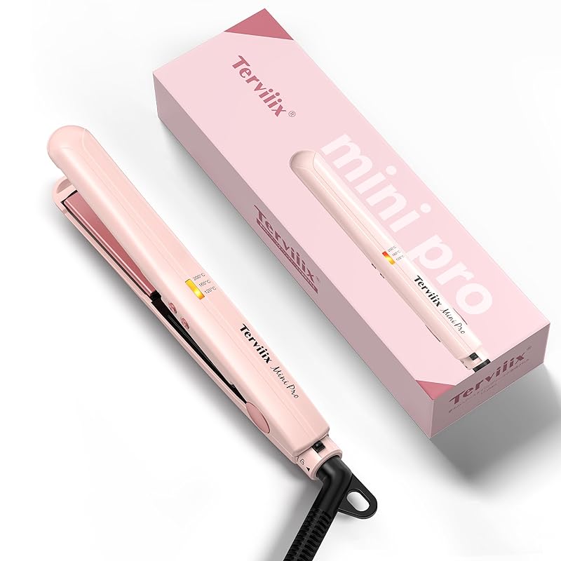 Terviiix セラミック ヘアアイロンミニ 旅行用ストレートアイロン 13mmヘアーストレートアイロン 持ち運びミニヘアアイロン 海外対応 120/160/200℃ 三段階温度設定 耐熱ポーチ付き