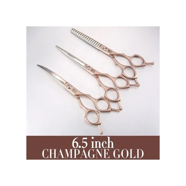 フェニスプロフェッショナル日本カラフル440c 6.5インチペット犬グルーミングはさみセット 6.5 Champagne Gold