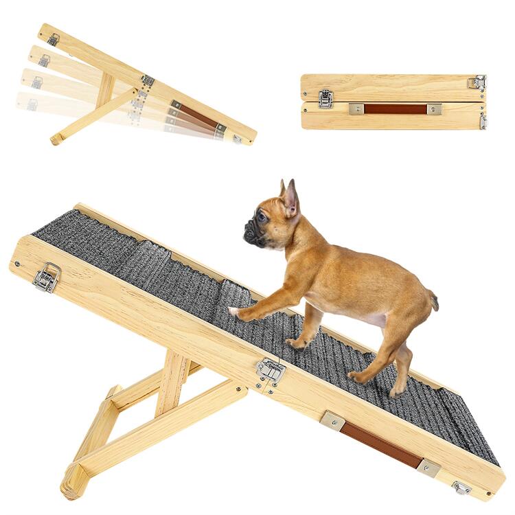 2026新入荷！【早割り】ペットスロープ ペットステップ Pawaboo ペット用 坂状 折り畳み 高さ調節可能 段差がない 安定 滑り止め 木製 ステップ 4段調節 省スペース 持ち運びやすい 組立