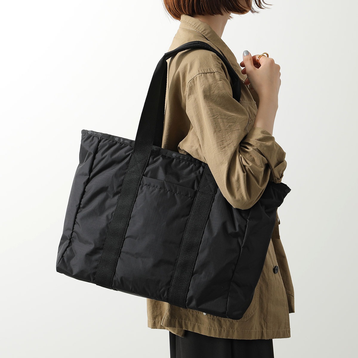 LeSportsac レスポートサック トートバッグ CLASSIC ZIP TOTE クラシック ジップ 1305 レディース ロゴ 鞄 R086/RECYCLED-BLACK
