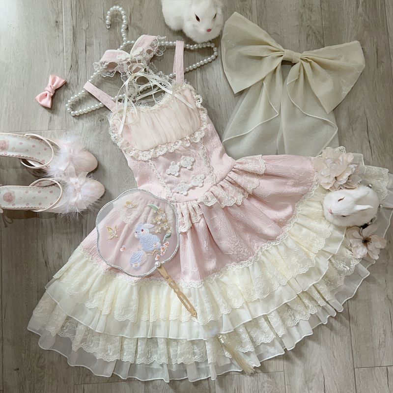 コスチューム ロリータ キュート バレエスタイル JSK サスペンダー ドレス ロリータメガ割カラコンサンダル f Yt ハニーズ