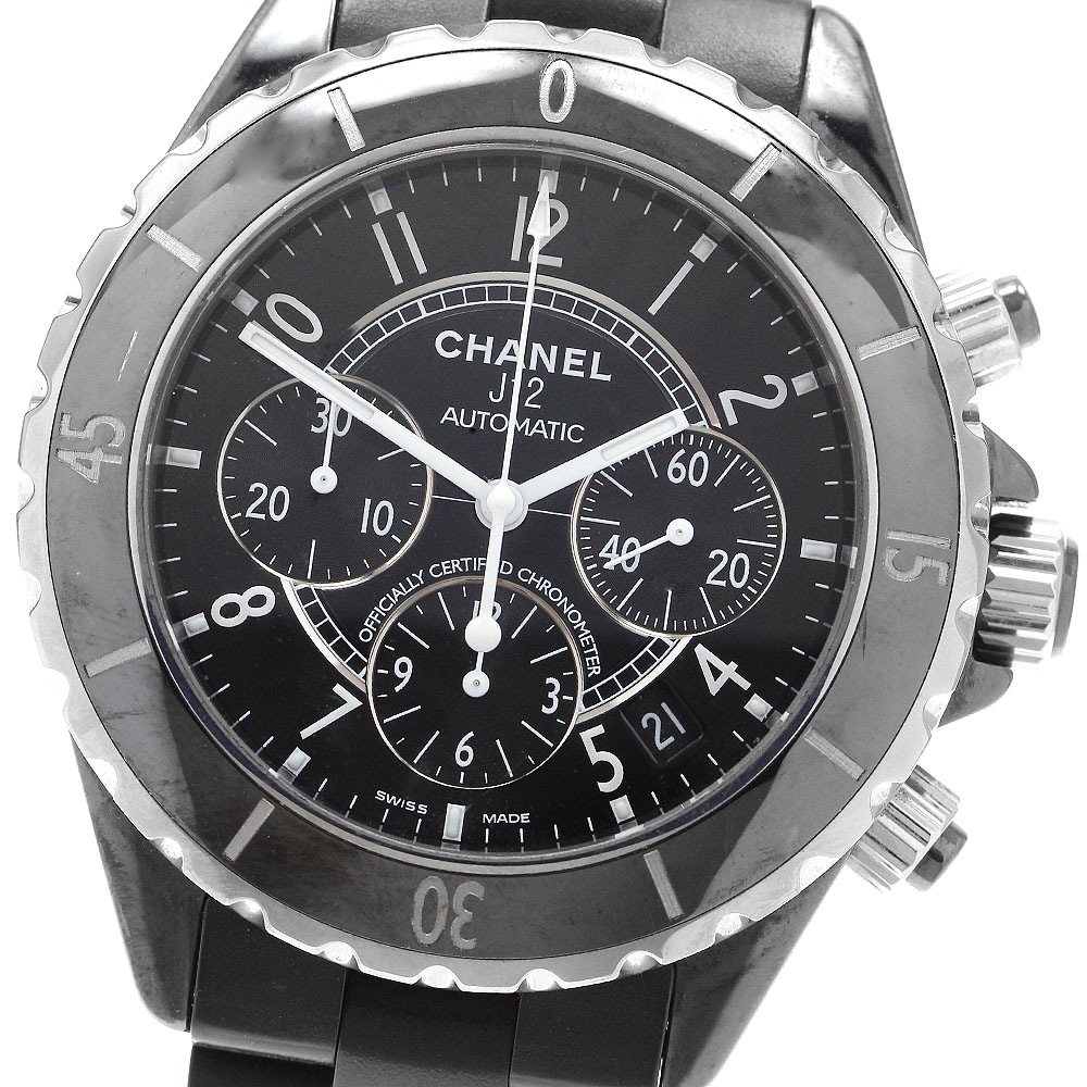 シャネル CHANEL H0939 J12 黒セラミック クロノグラフ 自動巻き メンズ _906304【中古】