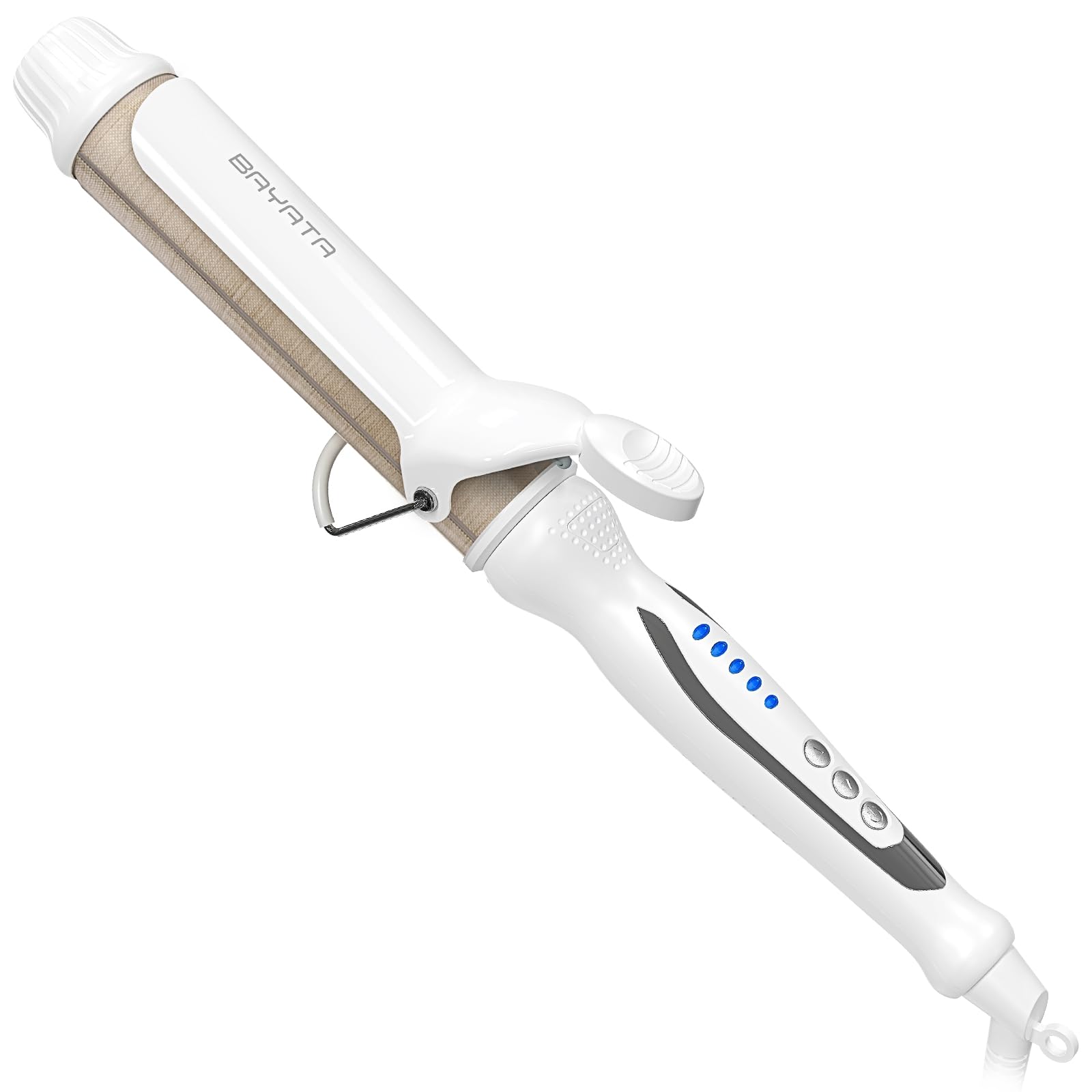 BAYATA コテ 38MM ヘアアイロン カールアイロン 【瞬間水分蒸発しない・140℃220℃・マイナスイオン・海外対応】韓国風ヘア シルクプロコテ 5段階温度調節 全髪質対応 急速立ち上がり