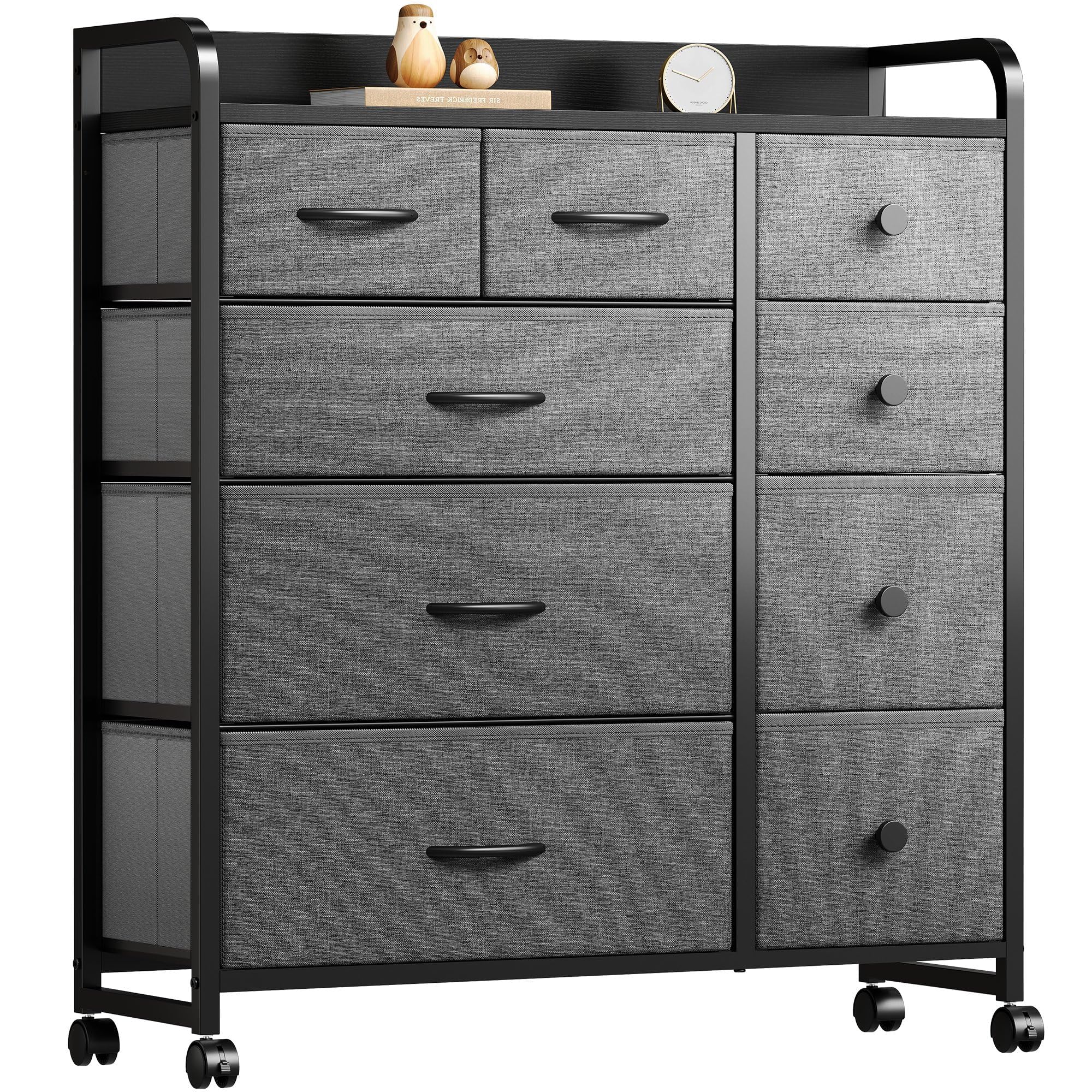 YeTom タンス 大容量 たんす チェスト キャスター付き 収納 衣装棚 衣裝ケース 洋服収納 洋服棚 衣類チェスト 洋服タンス 箪笥 ファブリックチェスト リビング 収納 木製天板付き 和風 布製