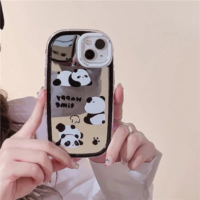 Qoo10] iPhoneケース パンダ 白黒 ミラー