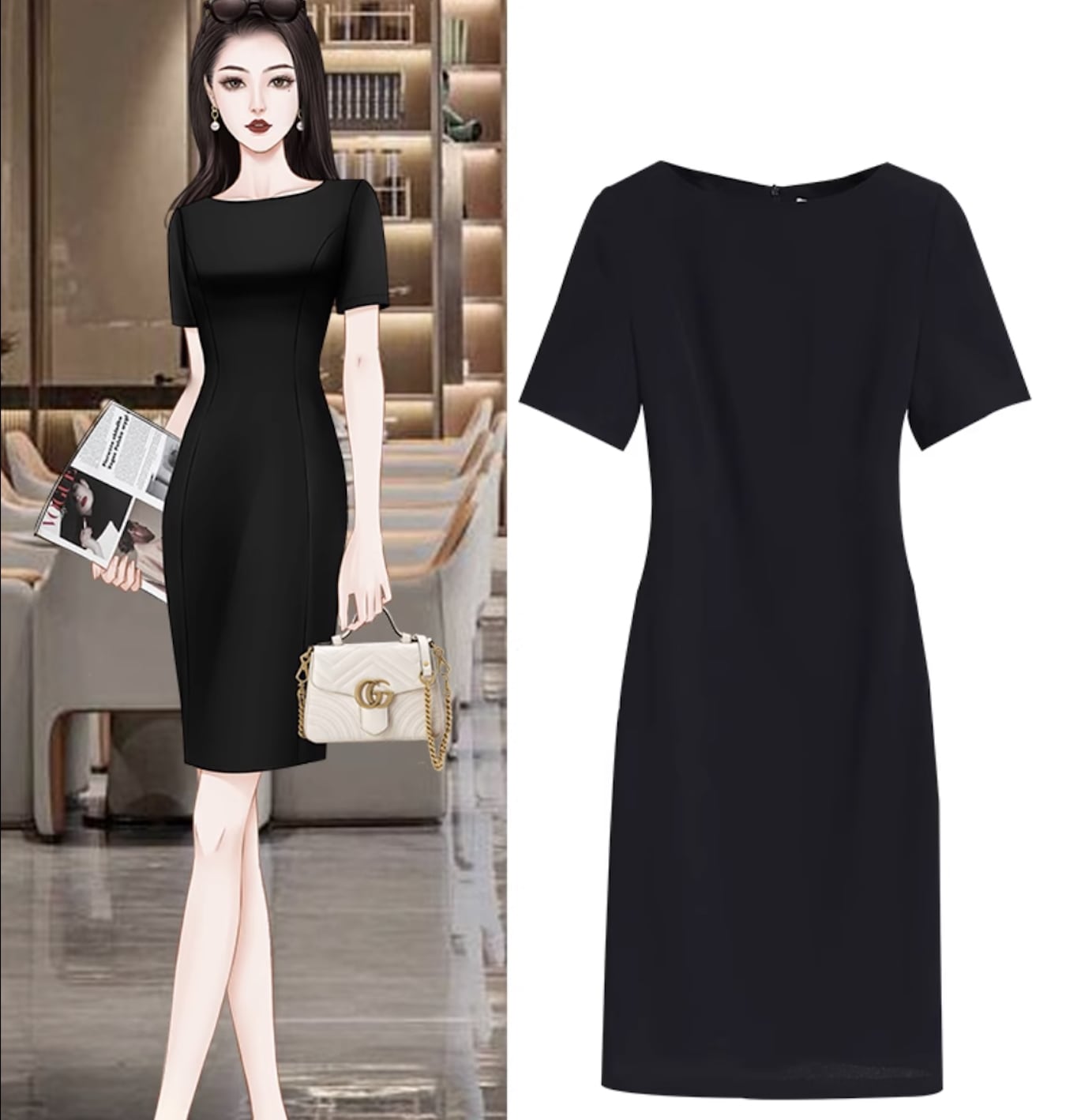 ワンピース ドレス レディース 膝丈 半袖 タイト スリム 細身 フェミニン ファスナー ハイウエスト かわいい 大人可愛い きれいめ シンプル カジュアル 上品 おしゃれ レトロ エレガント