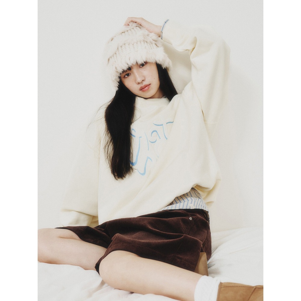 whatitisnt 女性用ブークルロゴスウェットシャツバターイエロー