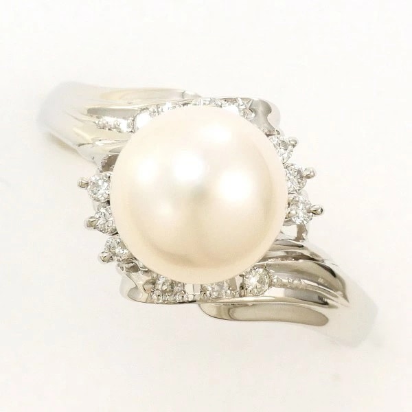 PT850 プラチナ リング 13号 パール(真珠) 約8mm ダイヤ 0.11 ジュエリー 中古 34,983円