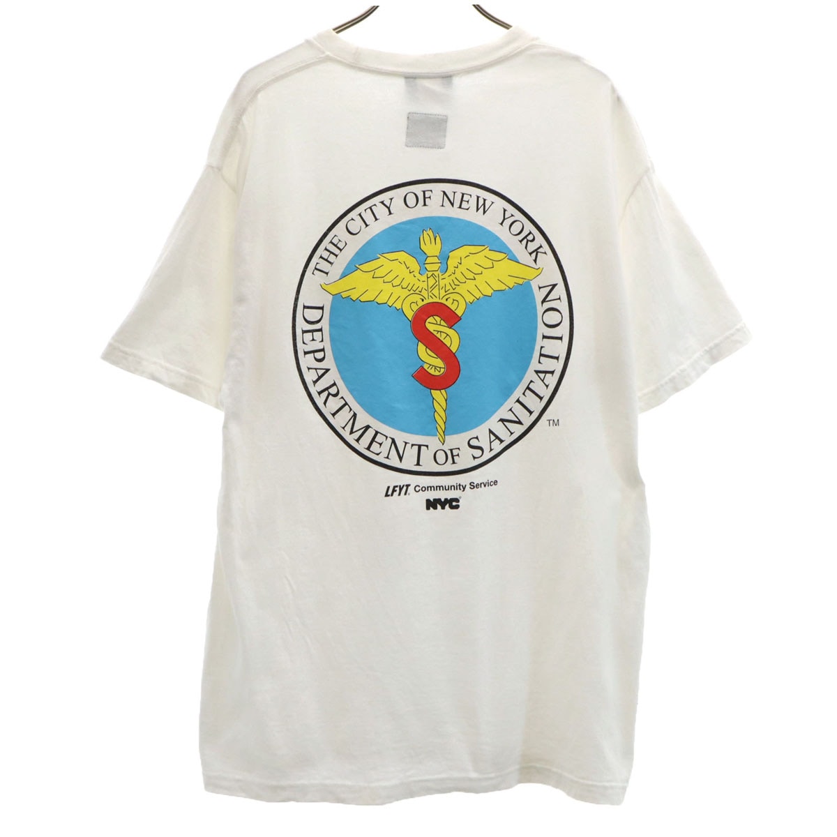 LFYT エルエフワイティー バックプリント 半袖 Tシャツ L 白 NYC ニューヨーク市衛生局 メンズ 古着