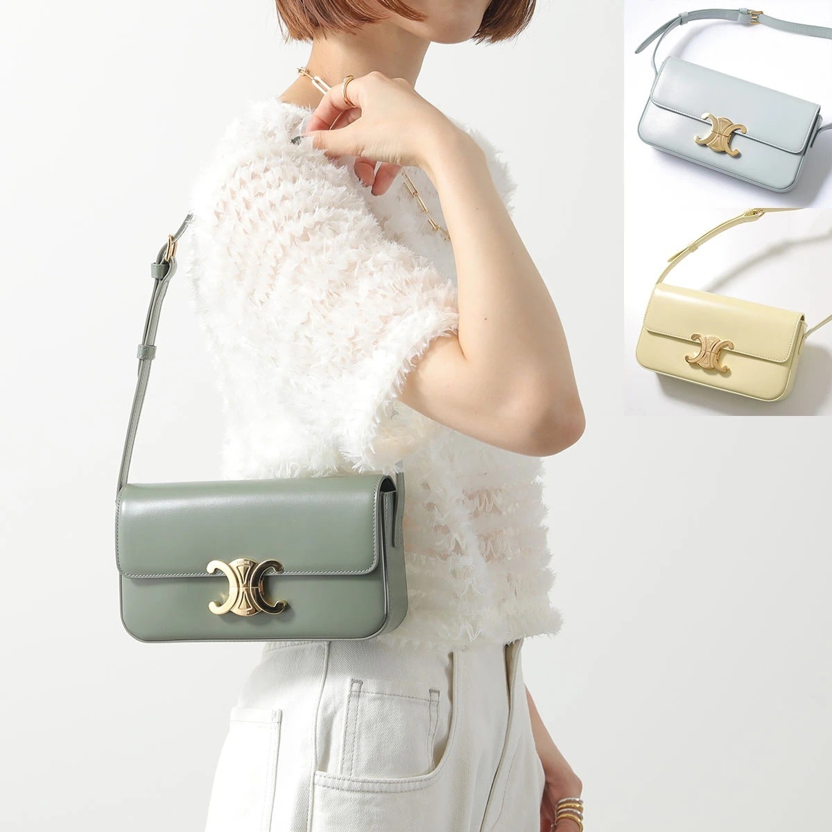 CELINE セリーヌ ショルダーバッグ 194143BF4.07SZ 11OY 31LA レディース Triomphe トリオンフ レザー ハンドバッグ ロゴ 鞄 カラー3色