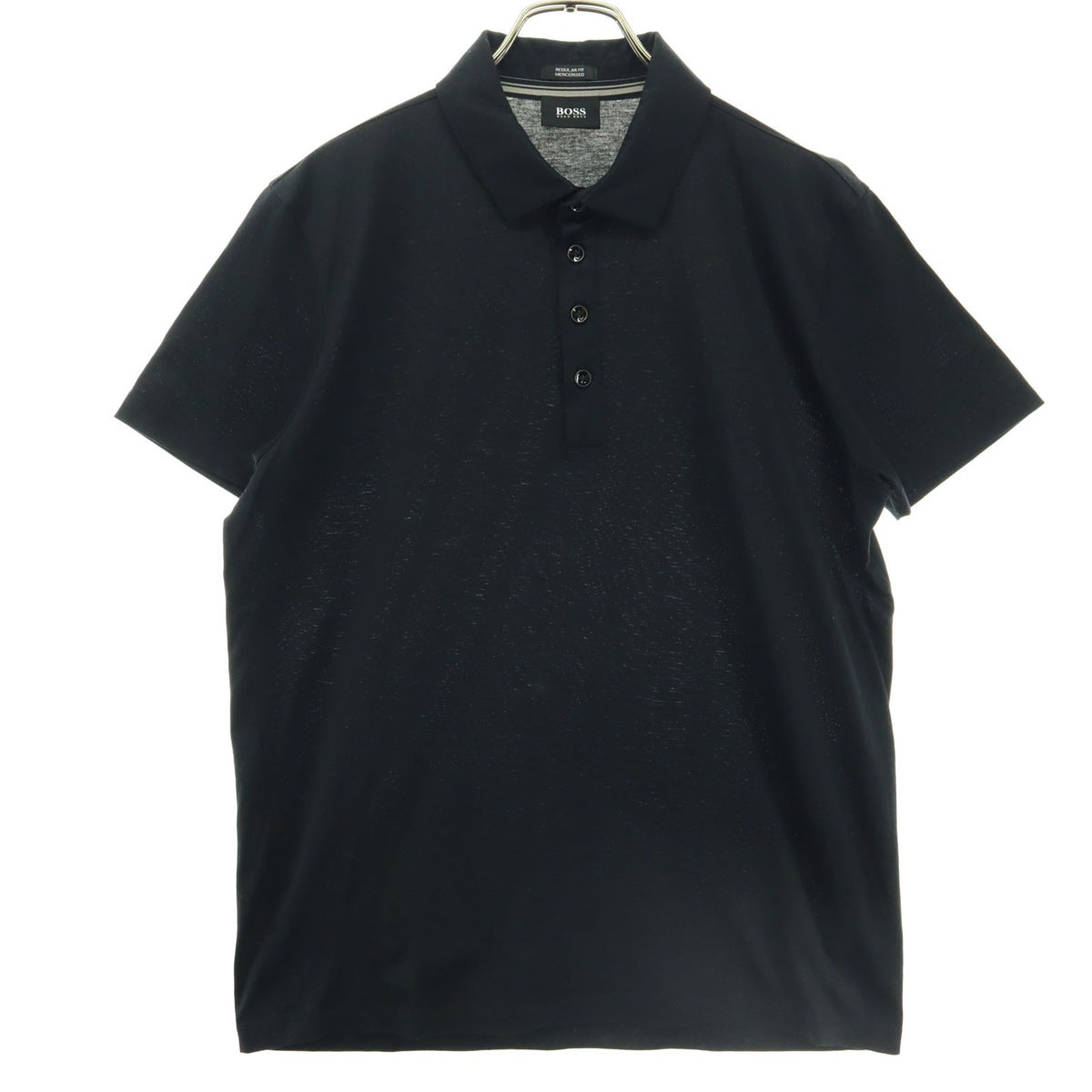 BOSS HUGO BOSS ボスヒューゴボス 半袖 コットンシャツ Ｍ ブラック メンズ 古着