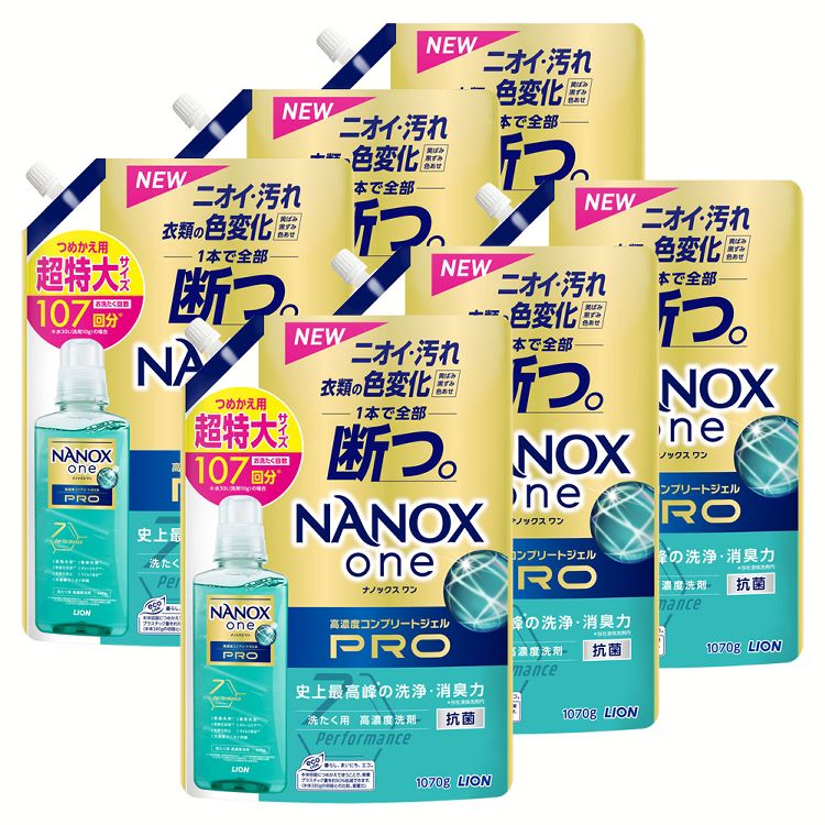 衣類用洗剤 日用消耗品 ナノックス 【6個セット】NANOXone PRO つめかえ用 超特大 1070g ライオン (D)