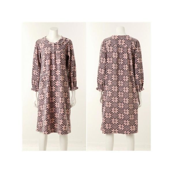 ビーナス軽くて暖かいポーラーフリースノルディック捺染女性冬ワンピースパジャマVGN4557 S_P410988789