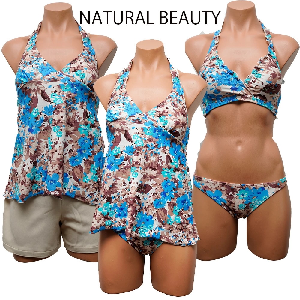 超人気 .先着１名様限定 ナチュラルビューティー 水着 レディース ビキニ 体型カバー水着 タンキニ水着 4点セット オトナ女子 ママ水着 30代 40代 50代 シニア 体型カバー セパレート ビキ
