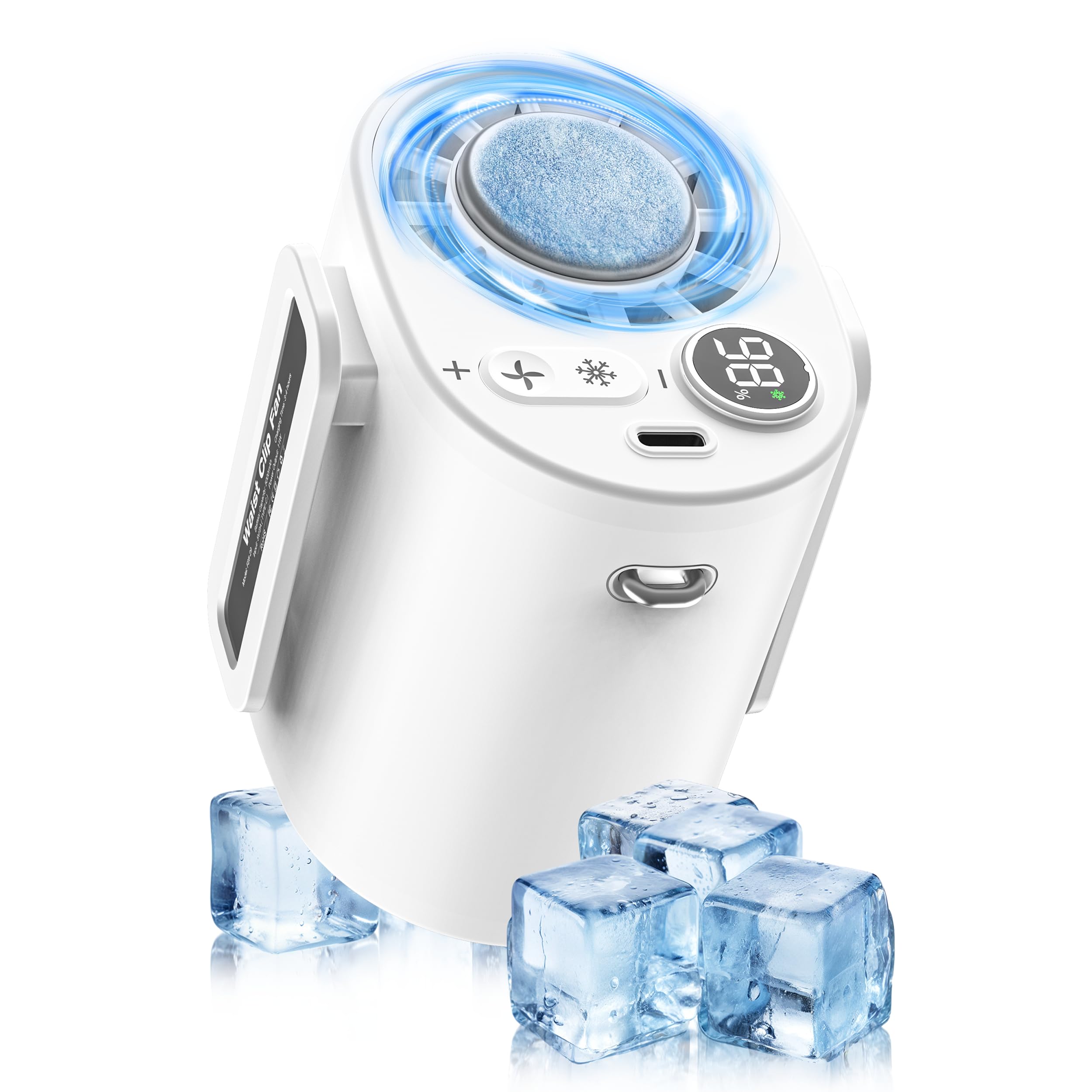 迅速発送 【2025新登場・冷却プレート付き】腰掛け 扇風機 ベルトファン ハンディファン 冷却プレート 携帯扇風機 充電式 アウトドア 5000mAh電池内蔵 100段階風量調節 LEDディスプレイ