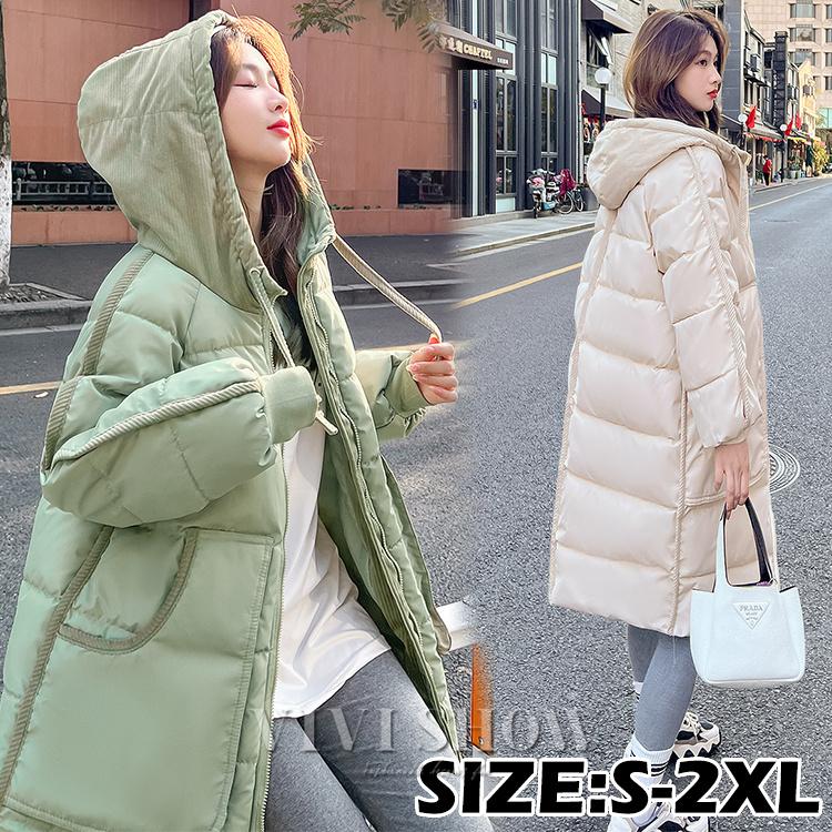 中綿コート レディース ダウンコート 中綿 ダウン ロング フード付き 無地 カジュアル ストレート 着痩せ ファション