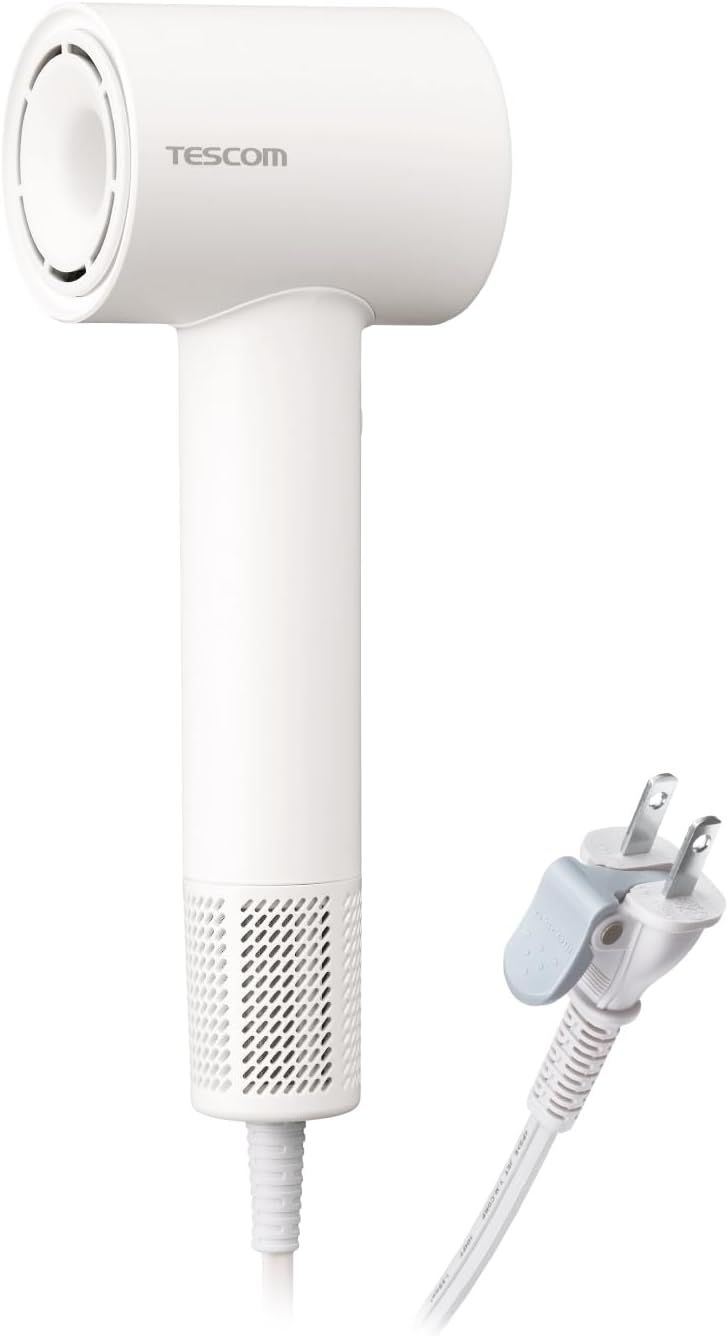 テスコム ヘアドライヤー I字型 マイナスイオン 軽量 コンパクト 冷温風 静音 ラク抜きプラグ ホワイト TD760A-W