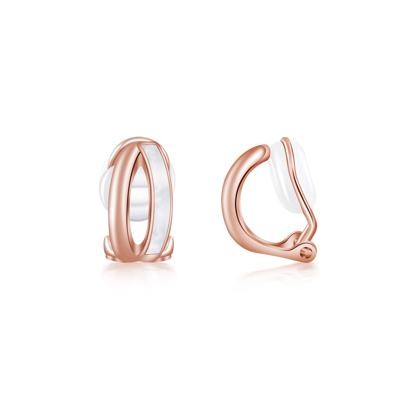 Free bird 痛くないイヤリング レディース 人気 ピンクゴールド 貝殻 シェル クリップイヤリング シルバー925 金属アレルギー対応 ノンホールピアス かわいい 普段使い (ピンクゴールド)