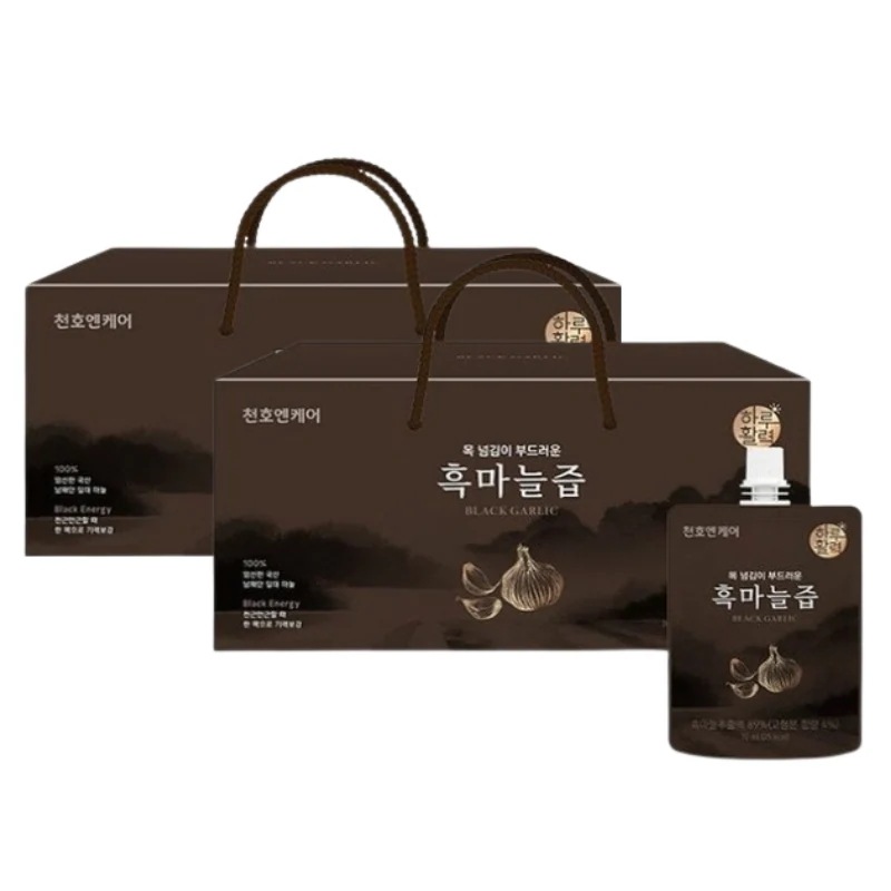 【21種配合】黒にんにくジュース 70ml×30包 2箱 スティック 濃厚 まろやか飲みやすい 韓国産 パウチ 個包装 / 発酵黒にんにく ドリンク ガーリック飲料 デイリーケア