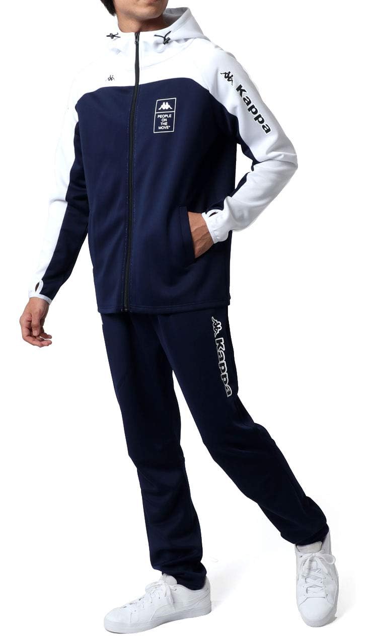 [カッパ] ルームウェア メンズ ジャージ 上下セット 切替え 別注 パーカー セットアップ M-6L 上下 大きいサイズ 3L ネイビー
