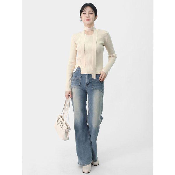 女性 冬 フレンチ タイ ハイクオリティ スリム スリット ニット LSLOT008_P412706628