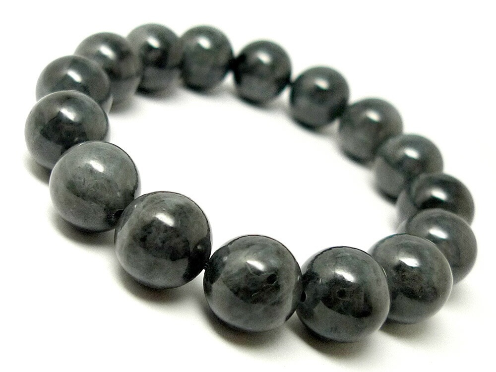 灰色翡翠 ブレスレット 12mm (ミャンマー産 ジェダイト) ヒスイ パワーストーン ブレスレット メンズ レディース 天然石 数珠 アクセサリー メンズブレスレット レディースブレスレット パワー