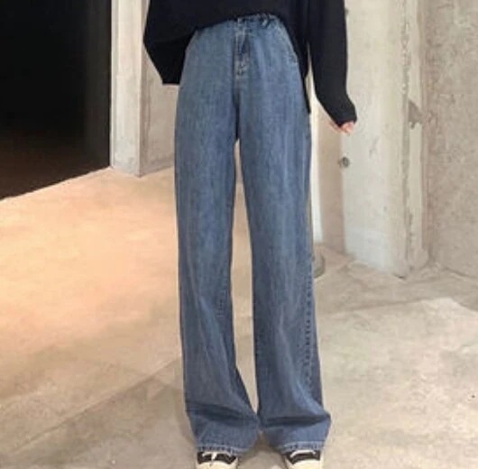 デニム パンツ フレア バギー ストレート Iライン ハイウエスト ロールアップ かわいい 大人可愛い シンプル カジュアル ラフ オールシーズン 学生 デート お出かけ S L ブルー