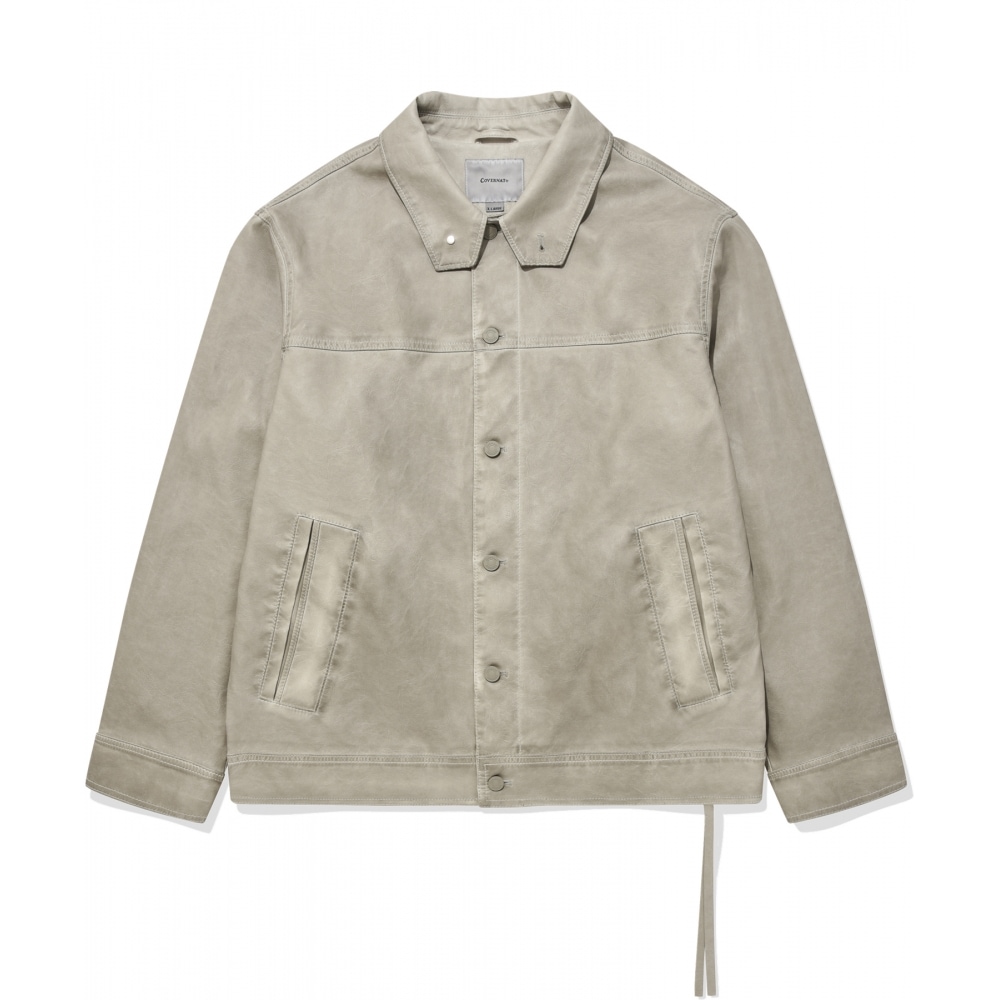 COVERNATビーガンレザートラッカージャケットライトグレー