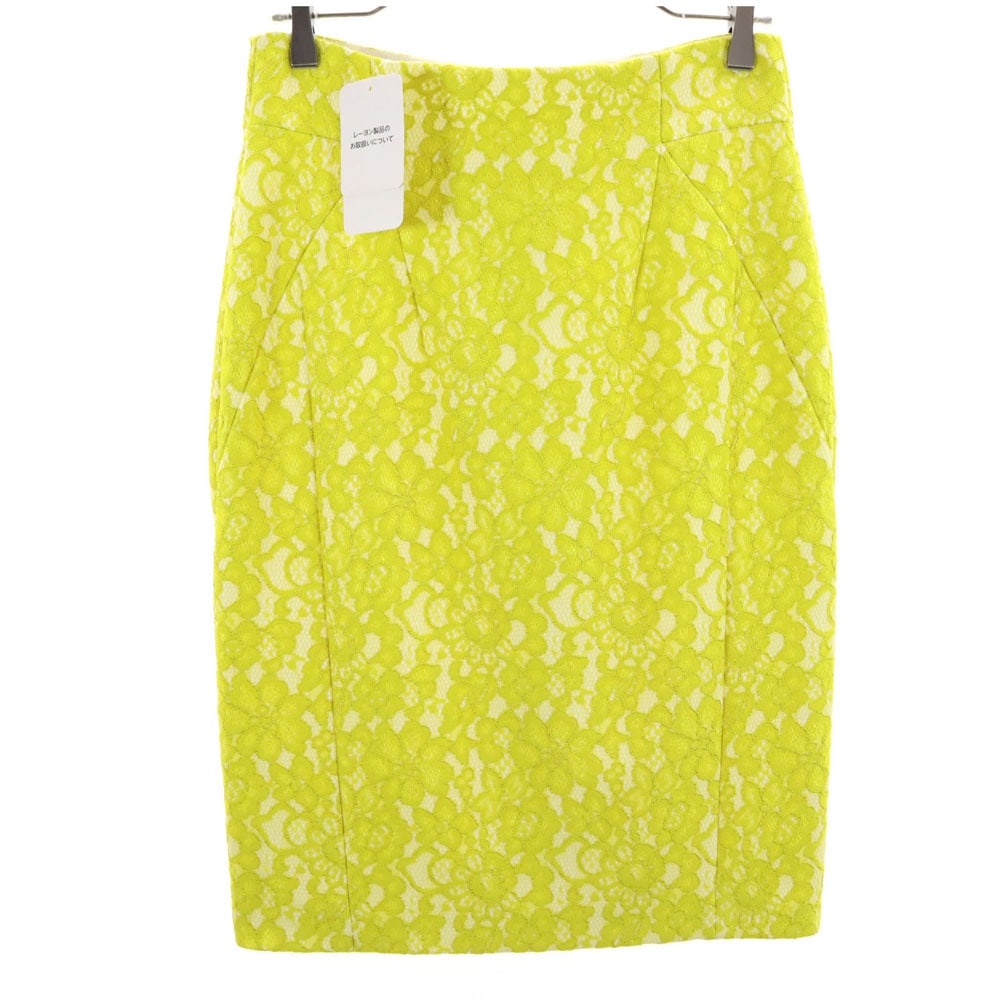 ローレル 未使用 ミディ丈 レース タイトスカート 38 イエロー Laurel タグ付き レディース 16,786円