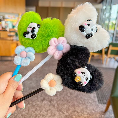 Qoo10] パンダかわいいファーボールゲルペンぬいぐ