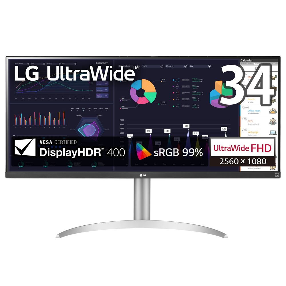 LG ウルトラワイド液晶ディスプレイ(34型/IPS/WFHD 2560×1080/100Hz/5ms/HDR400/HDMI1.4/DP1.4/USB Type-C/VESA/3年保証・無輝点保証)