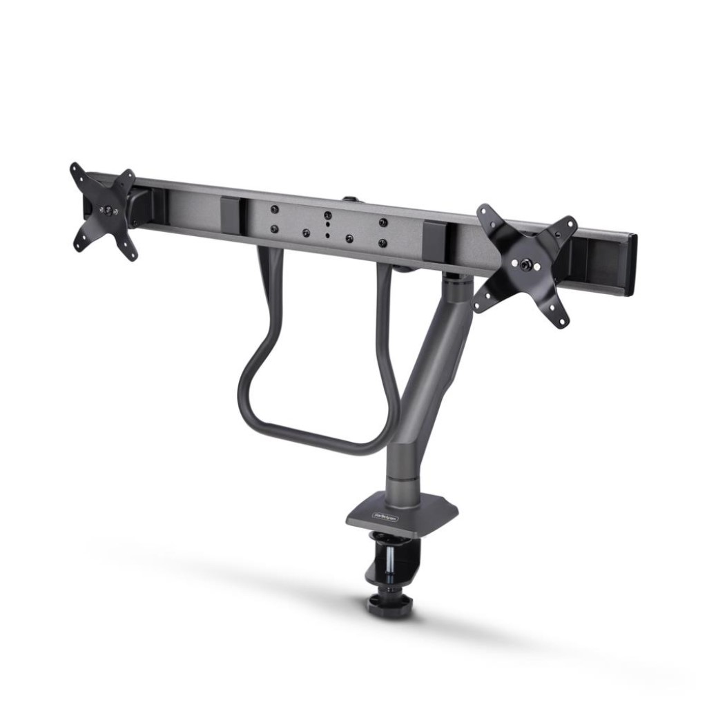 StarTech.com [H2M1AS2-MONITOR-ARM] モニターアーム/Cクランプ固定式/2画面/最大27インチ/耐荷重15kg/VESA対応/クロスバー/高さ角度調整/PC パソコン