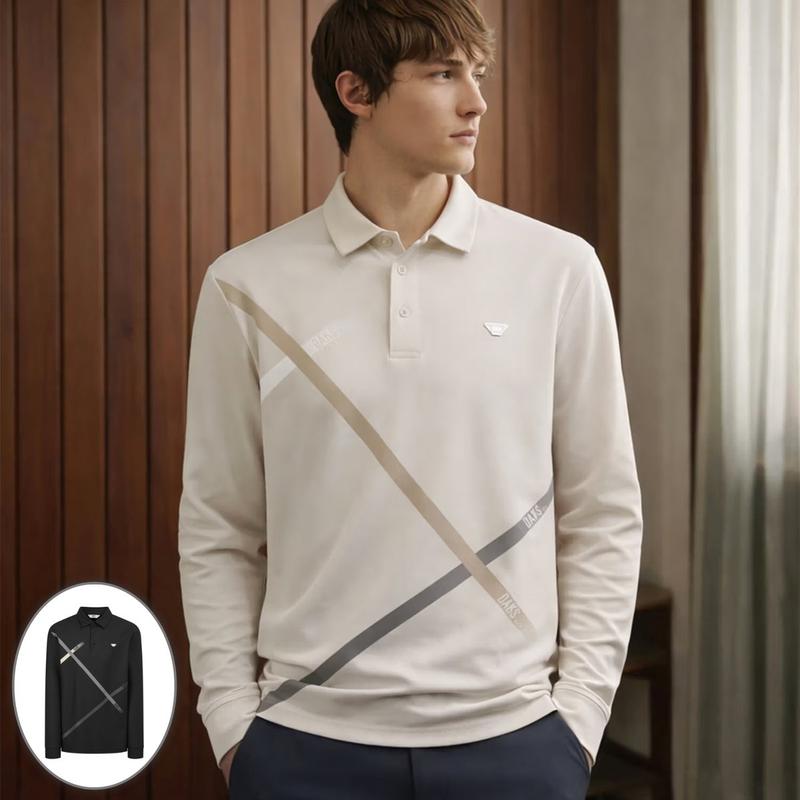 男性チェックプリント長袖カラーTシャツ DGTS6A112_s