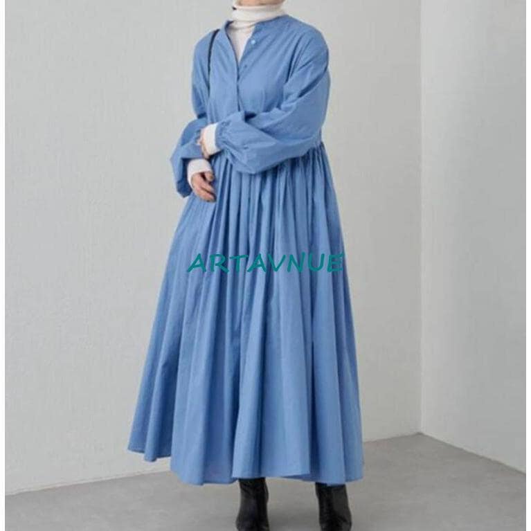 ワンピース シャツワンピース 長袖 レディース ロングワンピース マキシワンピース ギャザー マキシ丈 大人可愛い 大きいサイズ きれいめ 春 夏