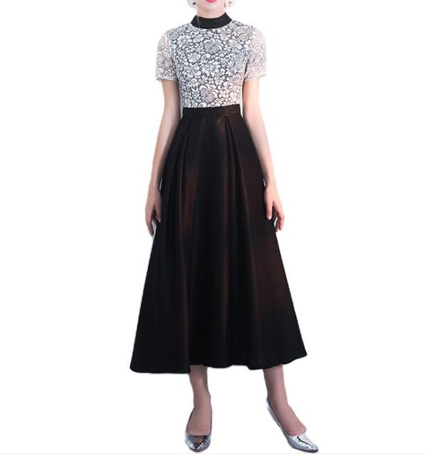 レースワンピース　パーティードレス　結婚式　発表会　二次会　披露宴　ロング丈　上品　イブニングドレス