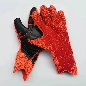 大人用 厚い ラテックス サッカーキーパーグローブ プロの保護 サッカーグローブ 新品 Orange red Size 10